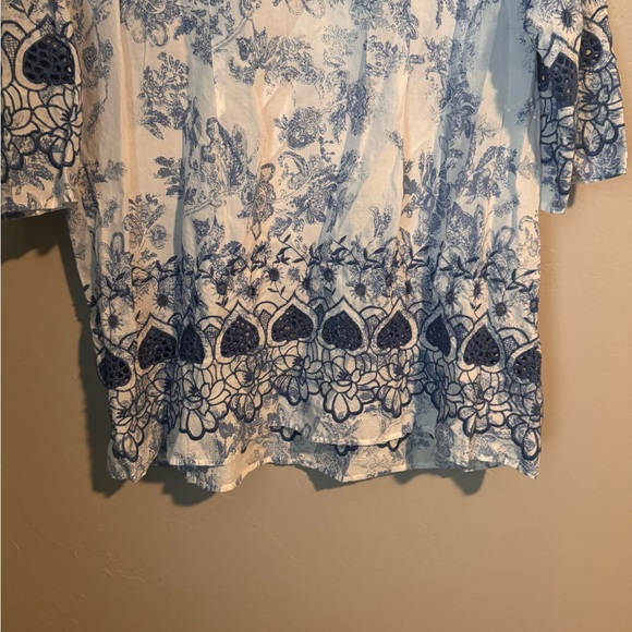 Soft Surroundings Cotton Nimes Floral Eyelet Tunic - Picture 11 of 16